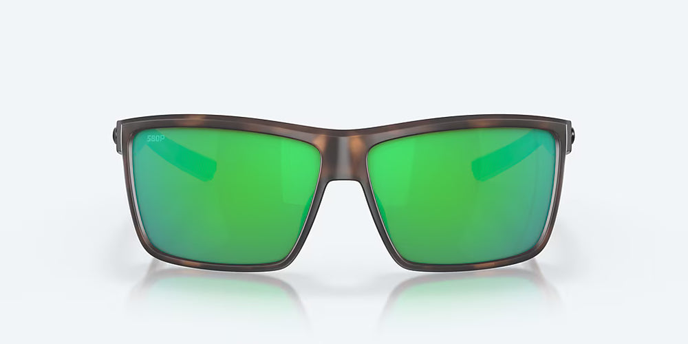 Costa Del Mar Men's Rinconcito Polarized Rectangular Sunglasses, Matte Tortoise/Green Mirrored Polarized-580P