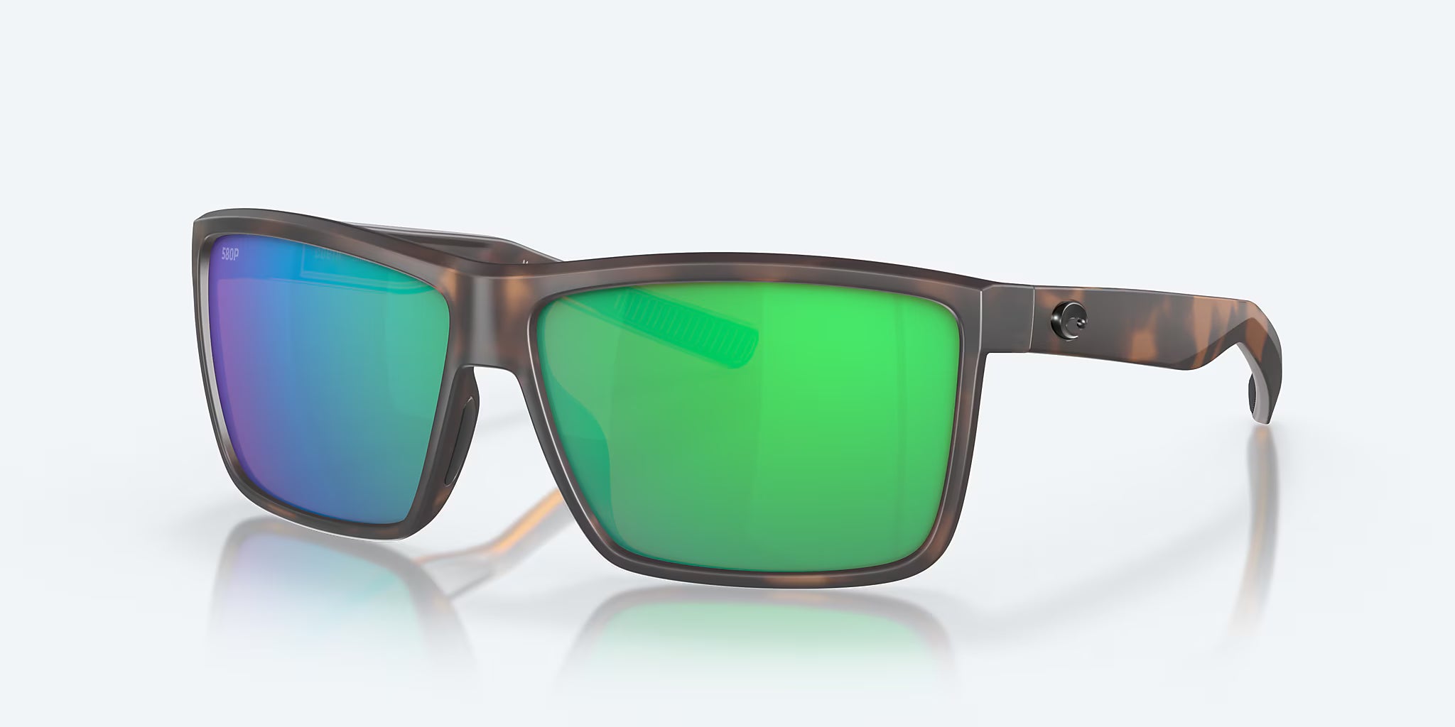 Costa Del Mar Men's Rinconcito Polarized Rectangular Sunglasses, Matte Tortoise/Green Mirrored Polarized-580P