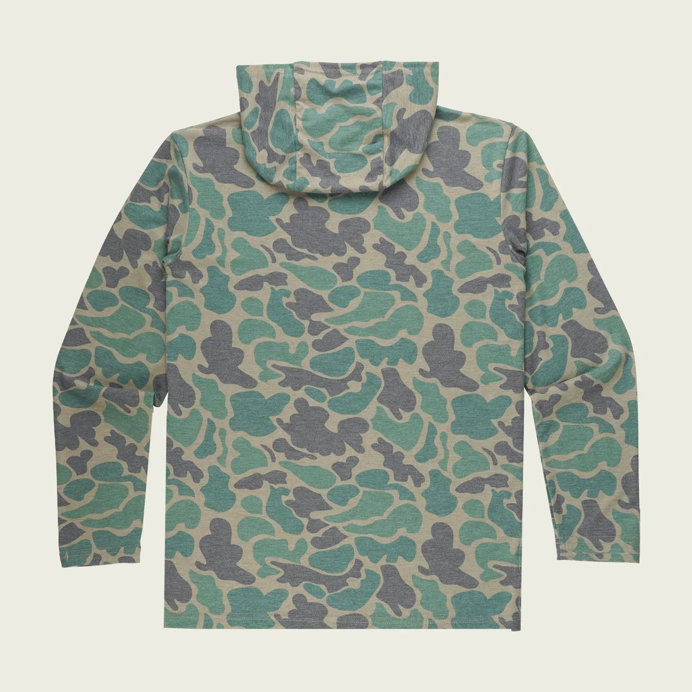 Back view  of Marsh Wear Buxton Tech Hoodie in Camo with long sleeves, hood, and performance fabric perfect for outdoor comfort.