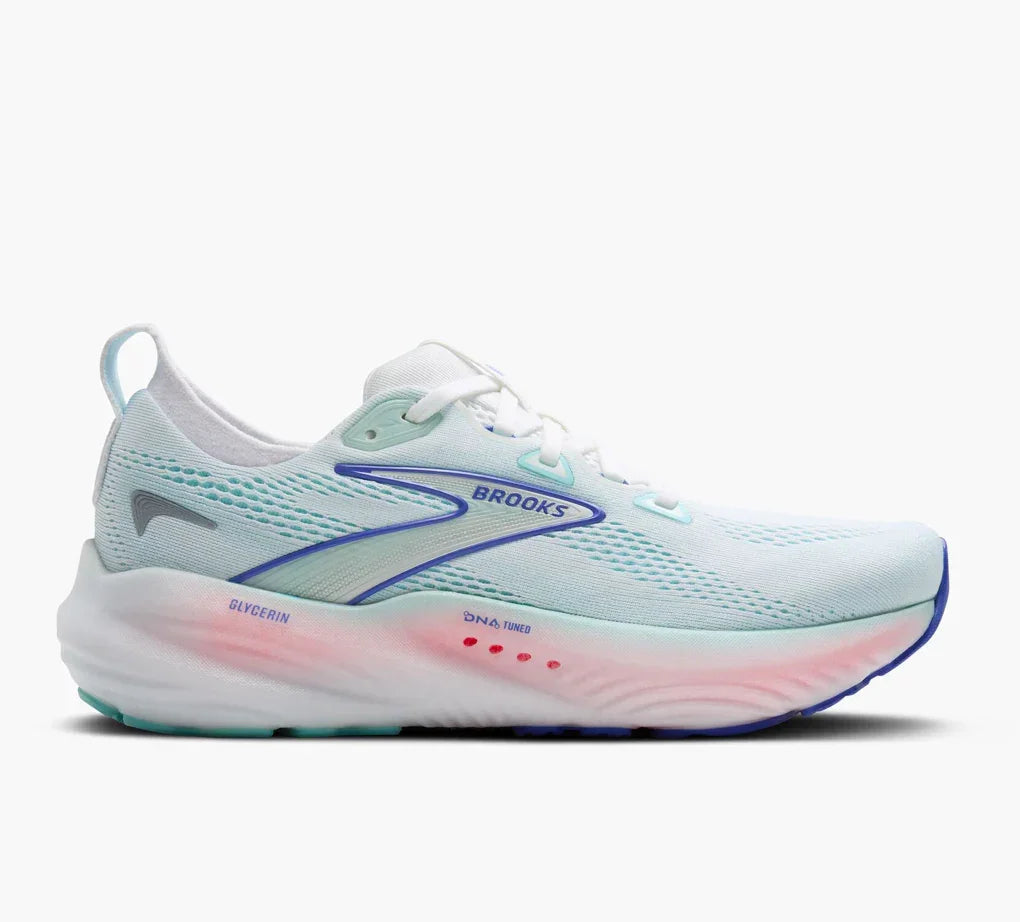 Brooks Ladies Glycerin GTS 22 Plush Stability Running Shoe-Light blue and pink 
