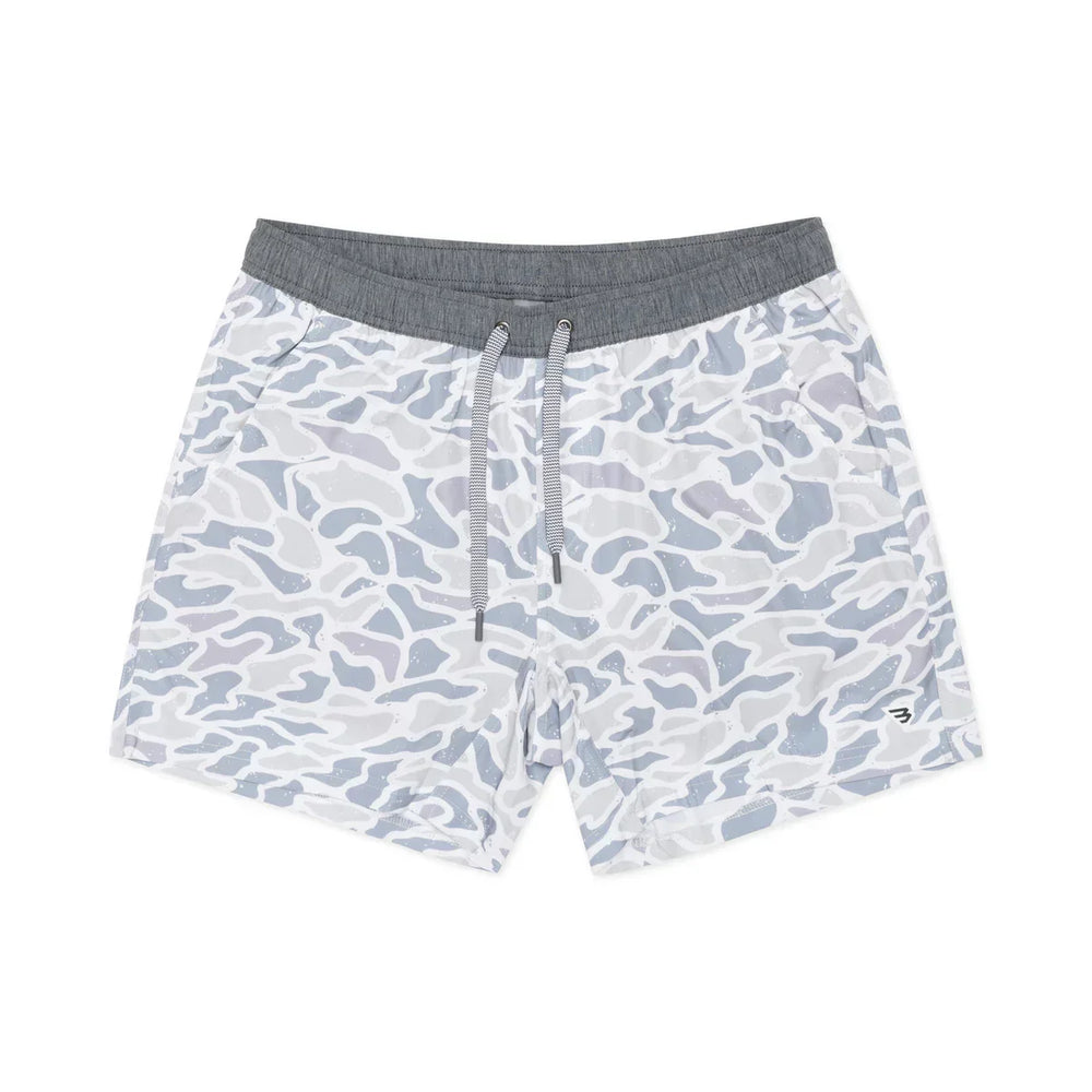 Burlebo Men Performance Activewear Athletic Shorts- Gray and White Camo 
