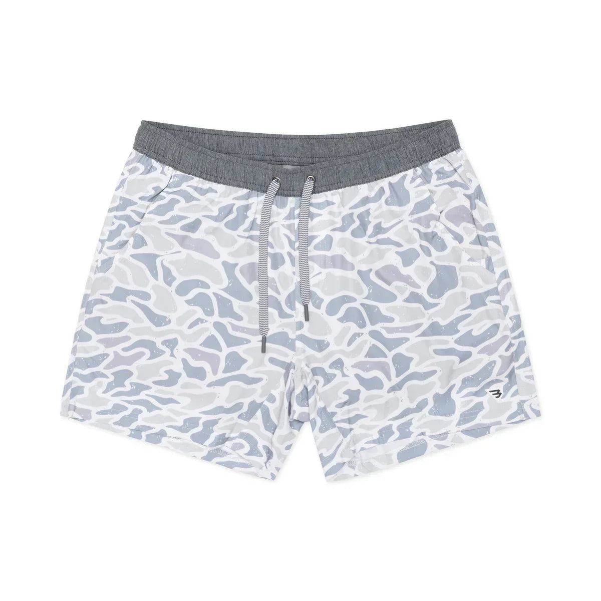 Burlebo Men Performance Activewear Athletic Shorts- Gray and White Camo 
