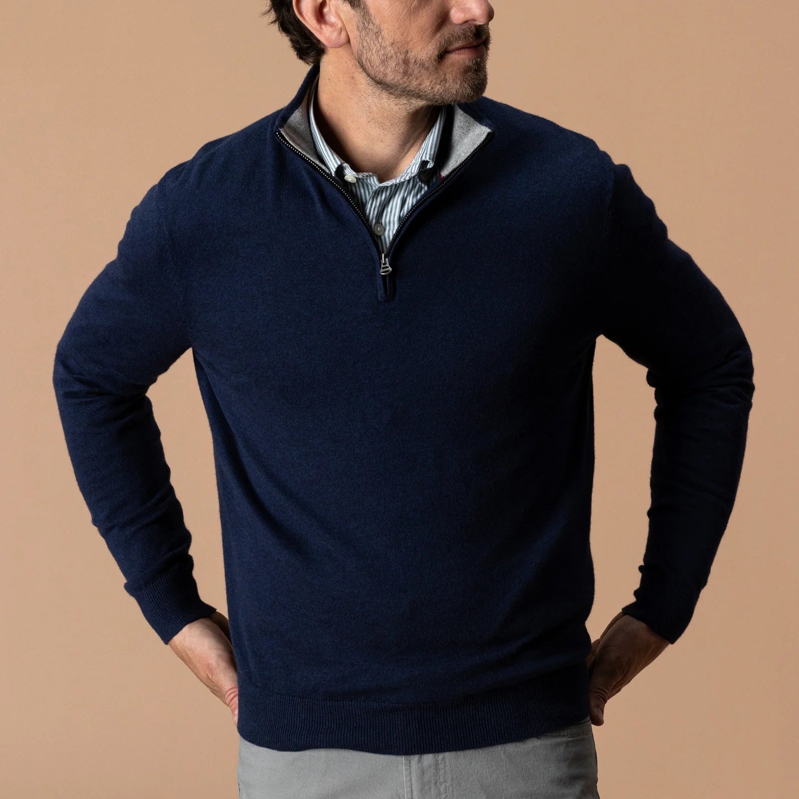 Duck Head Ridley Cotton Cashmere 1/4 Zip Sweater