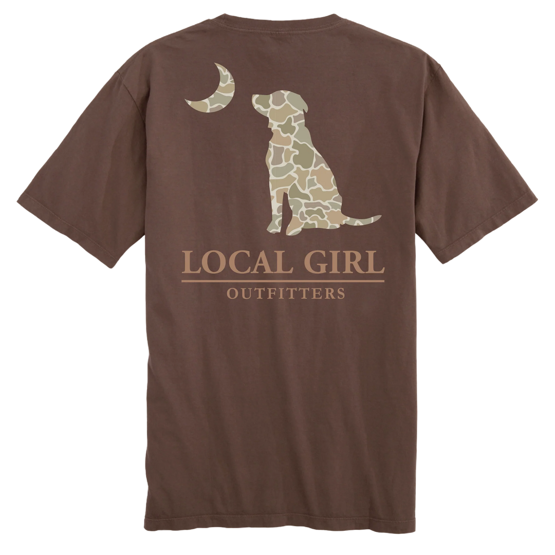 Local Girl Forest Camo Desert Dog &amp; Moon T-Shirt