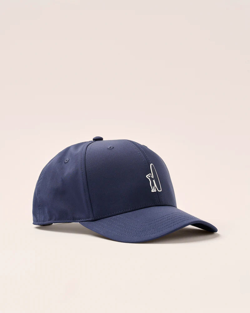 Johnnie‑O Club Hat in navy with embroidered logo and adjustable strap.