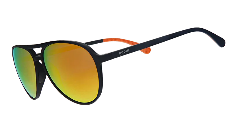 Goodr Call Me Tarmac Daddy Mach G Polarized Aviator Sunglasses- Black