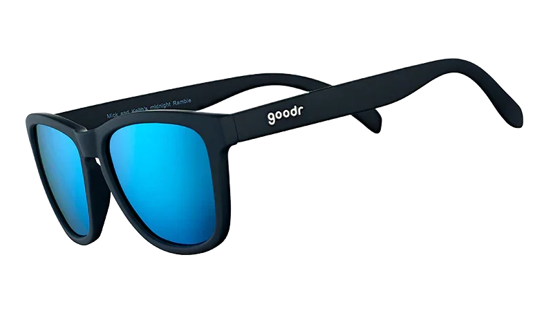 Goodr Midnight Ramble OG Polarized Sunglasses-Black frame and blue lense