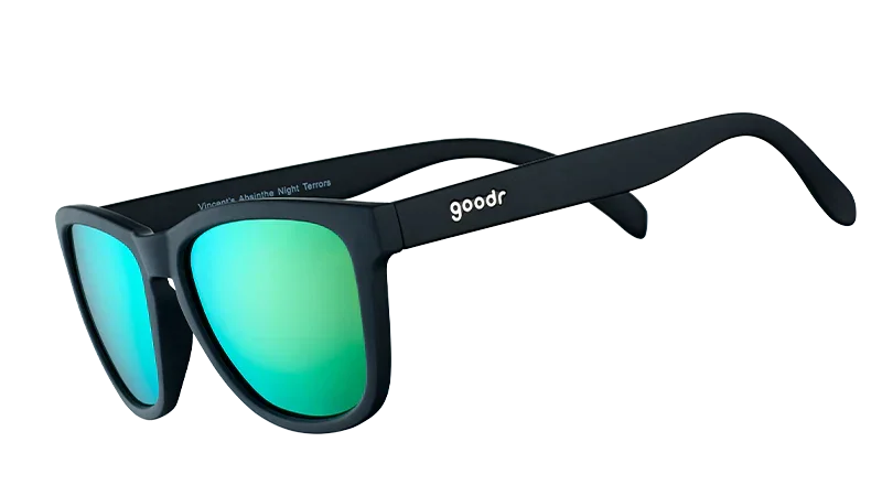 Goodr Night Terror Polarized Sunglasses- Black Frame and Blue Lense