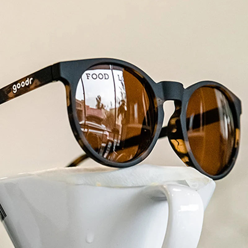 Goodr Nine Dollar Pour Over Polarized Sunglasses- Brown and Black