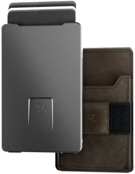 Groove Life Men Compact Aluminum Wallet Leather- Black and Brown