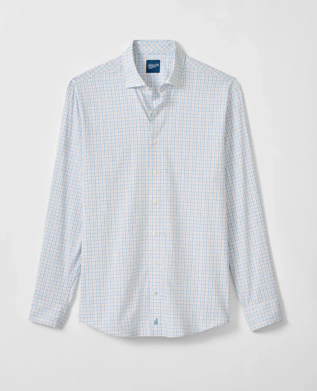 Johnnie O Men Performance Button Down Classic Shirt- Checkered White