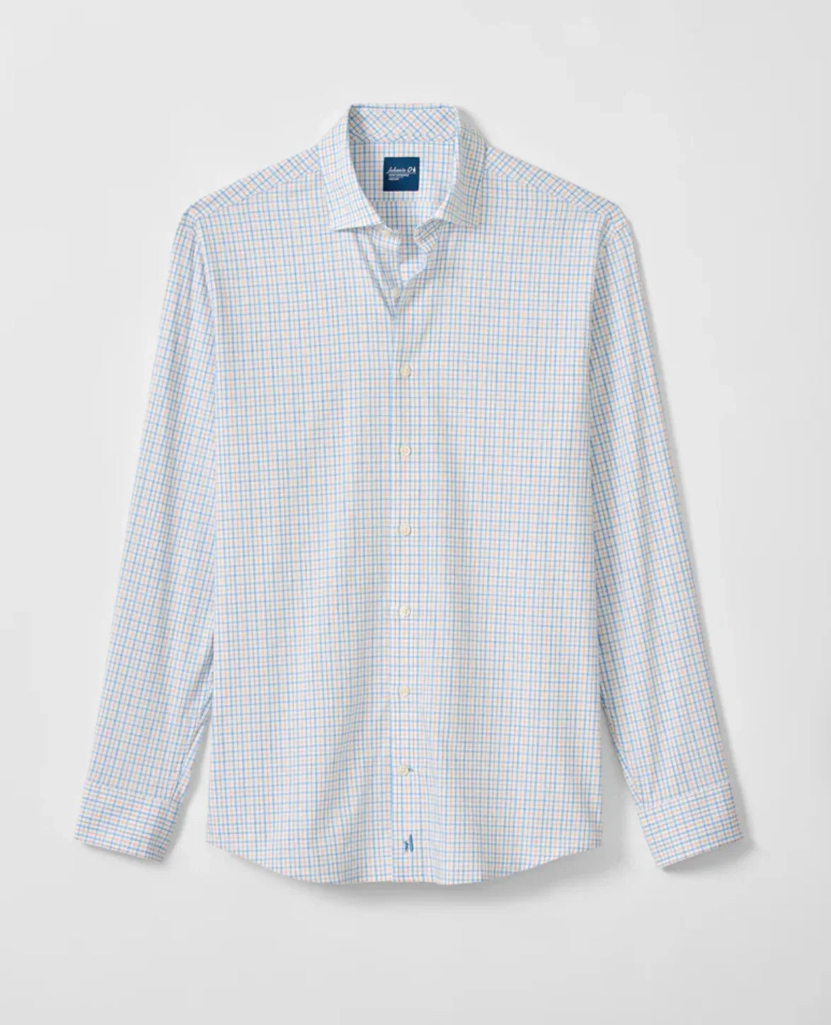 Johnnie O Men Performance Button Down Classic Shirt- Checkered White