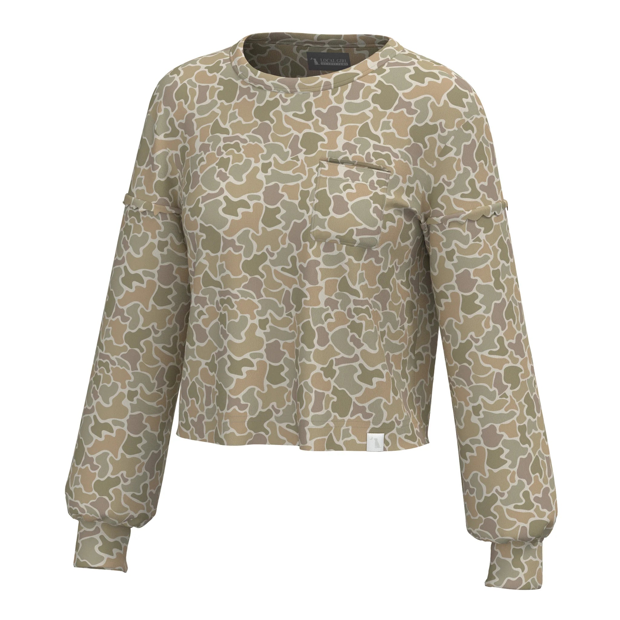 Local Girl Revive Crewneck Camo Long Sleeve Sweatshirt
