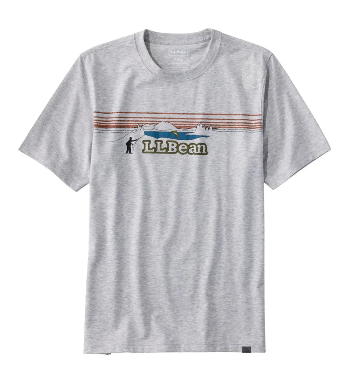 LL Bean Activewear Fishing Short-Sleeve Graphic Shirt- Gray