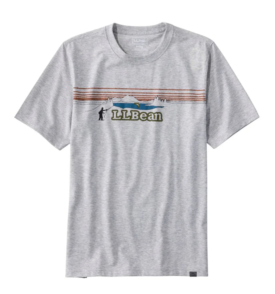 LL Bean Activewear Fishing Short-Sleeve Graphic Shirt- Gray