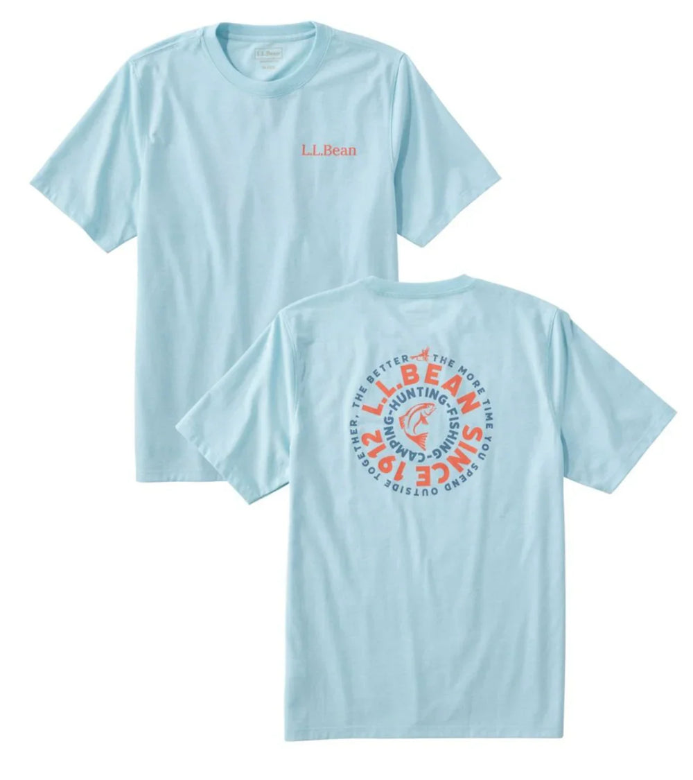 LL Bean Activewear Fishing Short-Sleeve Graphic Shirt- Light Blue
