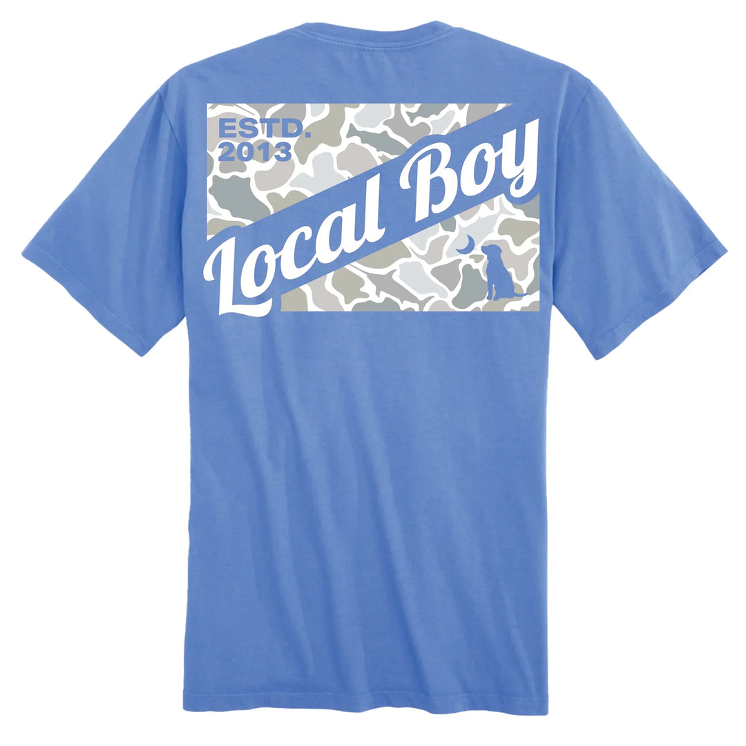 Local Boy Camo Flag Saltwater T-Shirt- Blue