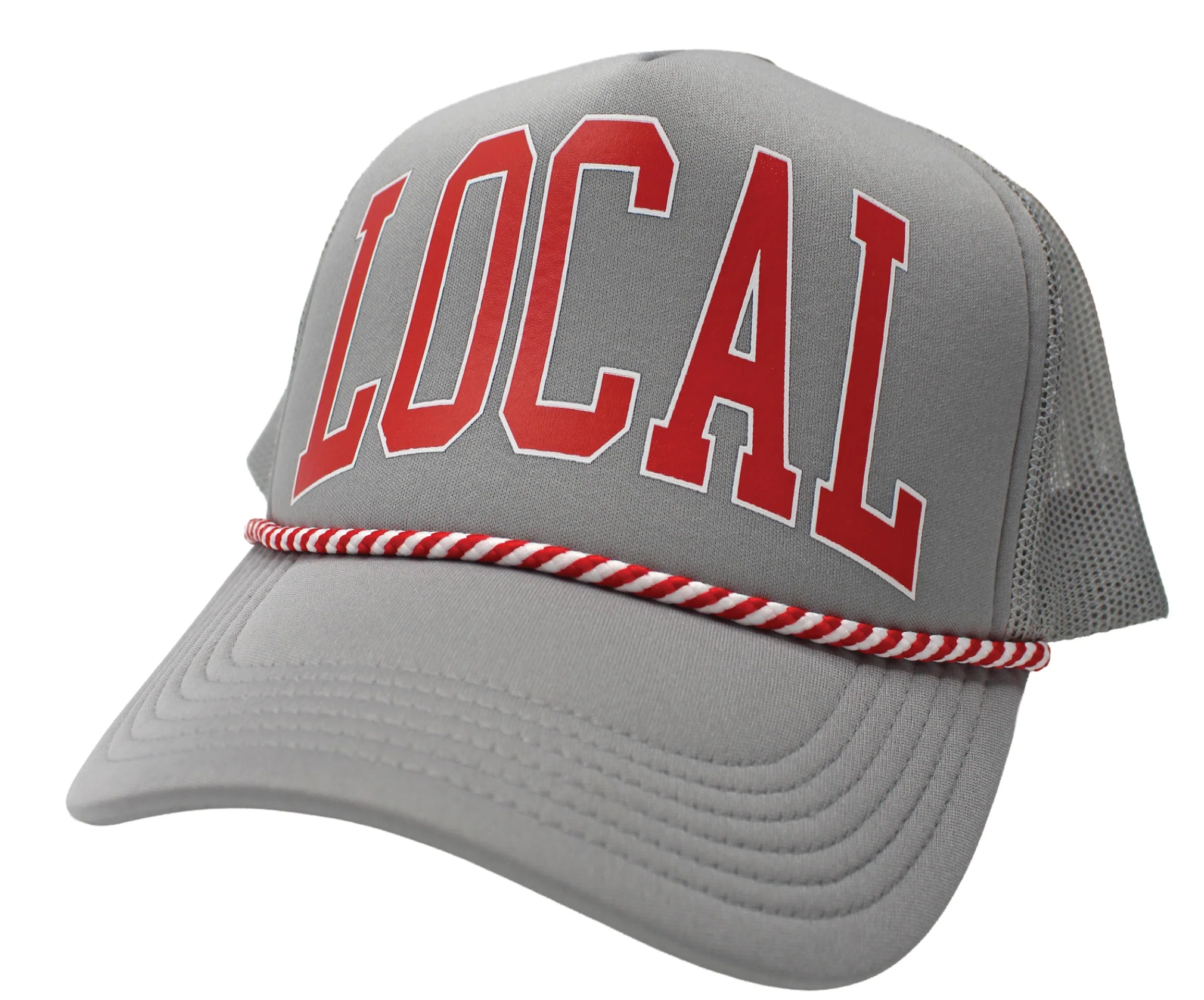 Local Girl Collegiate Graphic Trucker Mesh Back Hat- Gray