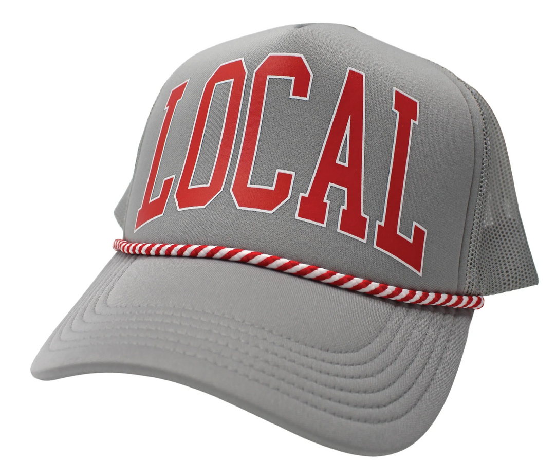 Local Girl Collegiate Graphic Trucker Mesh Back Hat- Gray