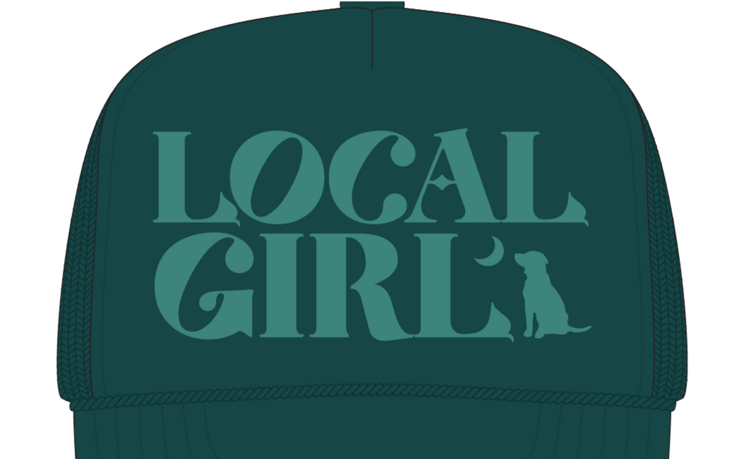 Local Girl Flourish Graphic Trucker Mesh Back Hat- Dark Teal