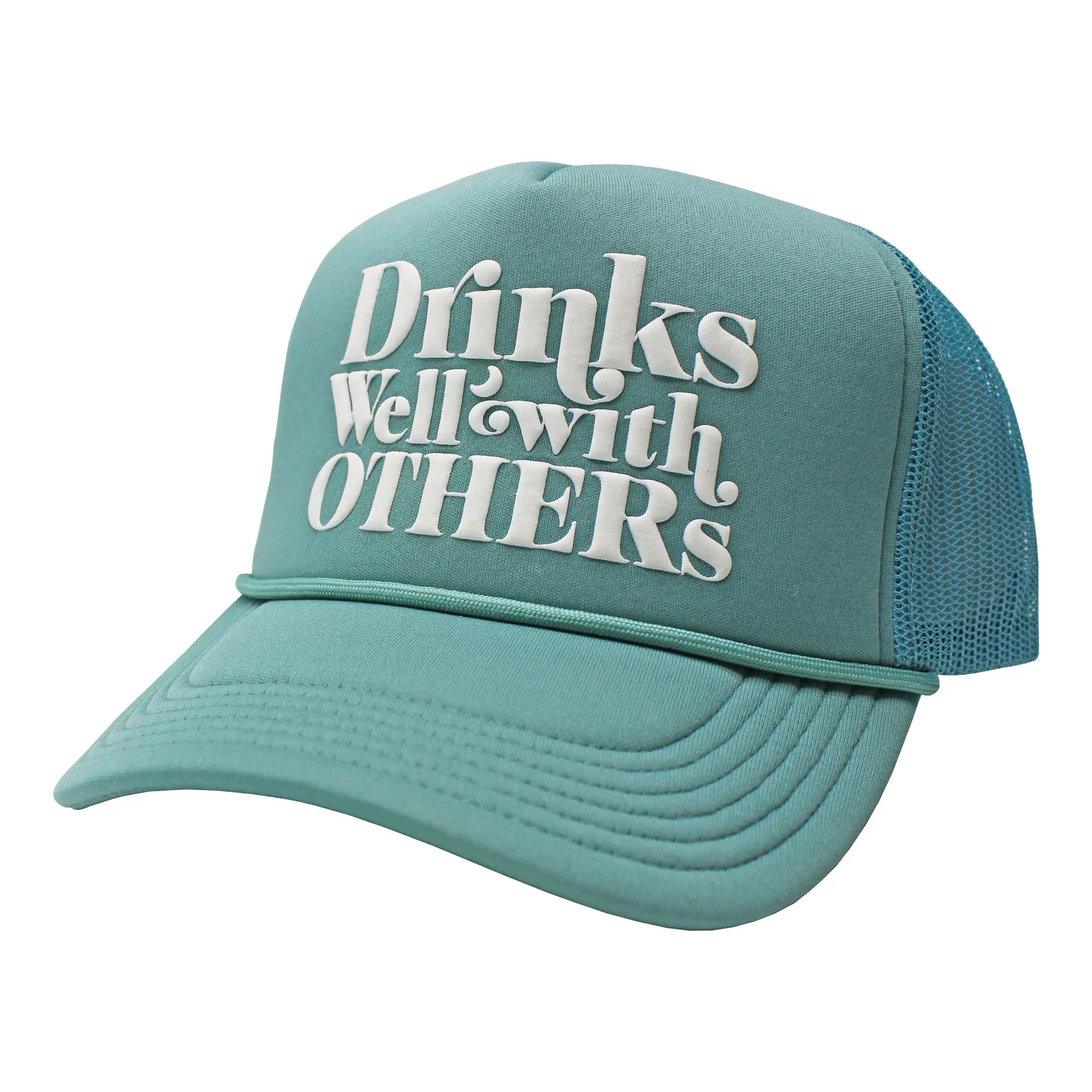 Local Girl Graphic Trucker Mesh Back Hat- Drinks Well with Others Blue
