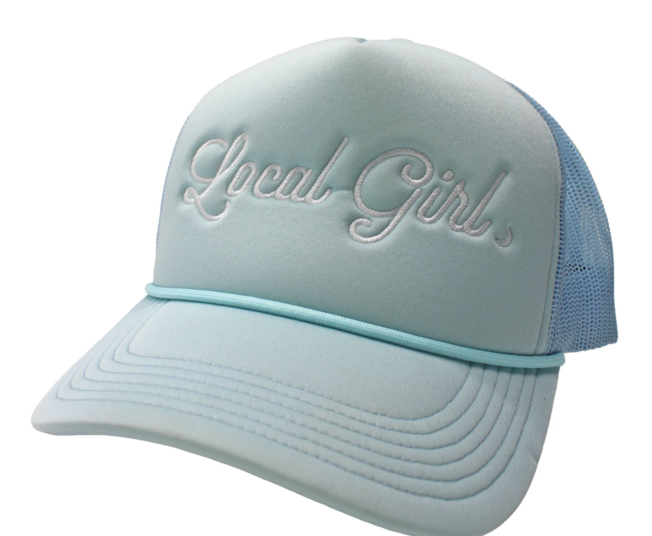 Local Girl Moon Foam Trucker Mesh Back Hat- Light Blue