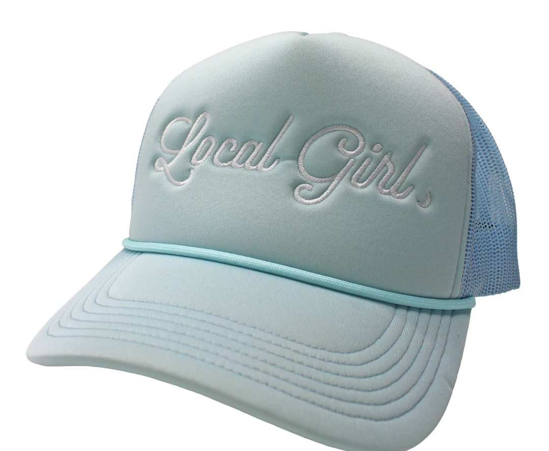 Local Girl Moon Foam Trucker Mesh Back Hat- Light Blue