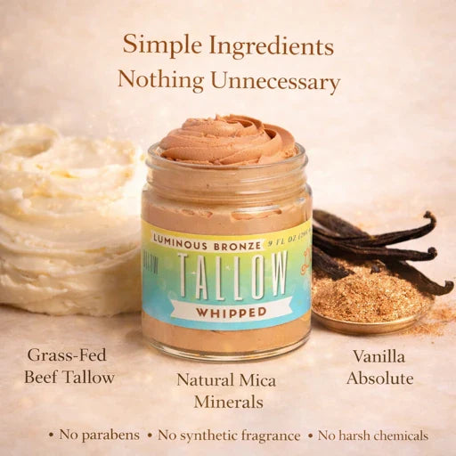 Lady May Luminous Bronze Whipped Tallow Moisturizer - Natural Bronzing Body Butter with Mica