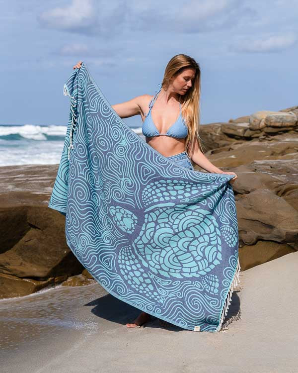 Sand Cloud Mint Swirl Turtle Towel