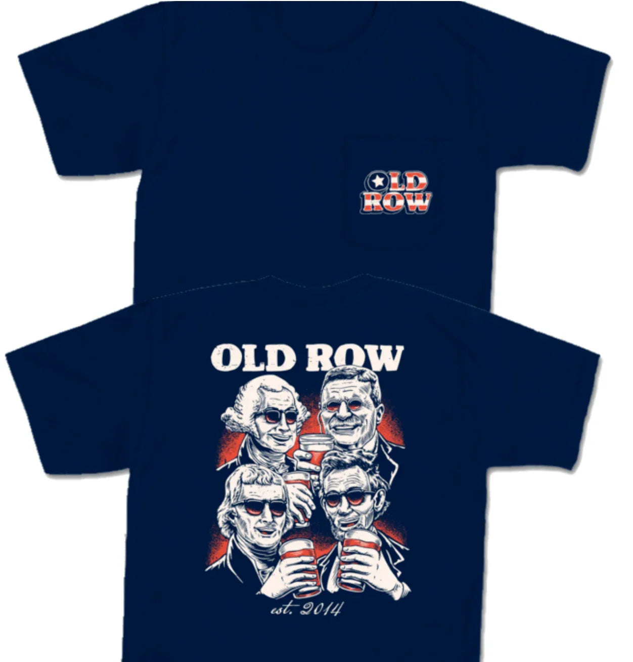  Old Row Party Pocket Tee Patriotic Graphic Shirt- Navy Blue