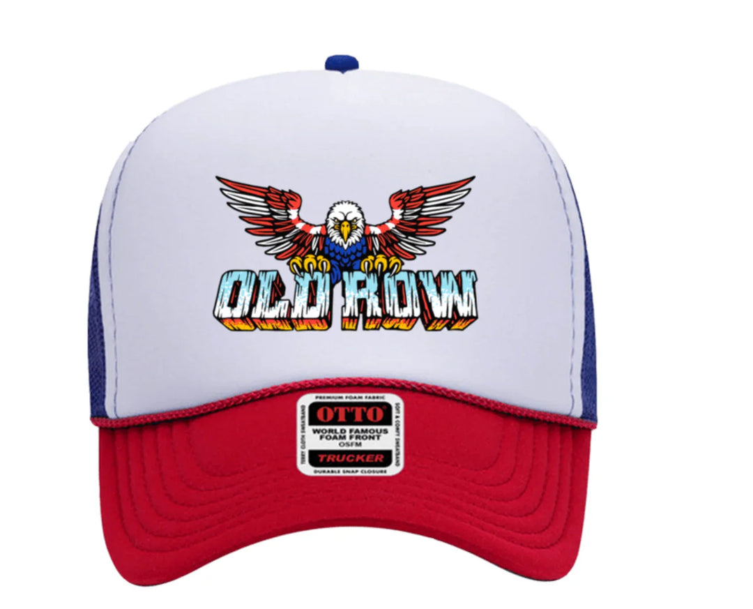 Old Row Unisex Eagle Trucker Adjustable Mesh Cap-White Red