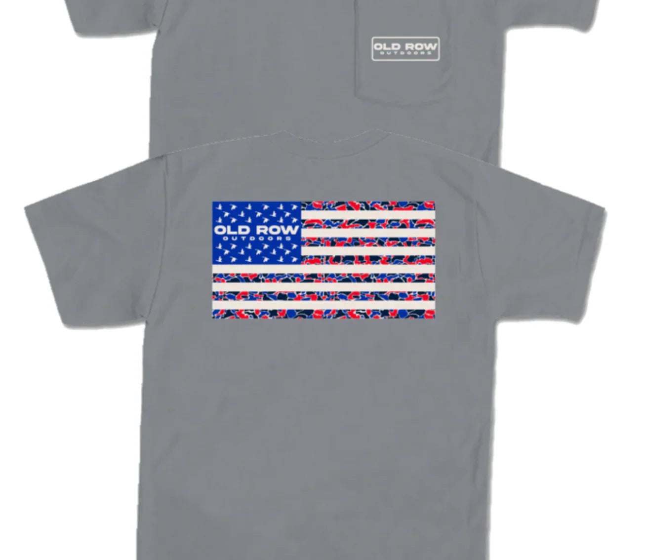 Old Row Unisex USA Camo Pocket Tee Classic Soft Comfort T-shirt-Gray
