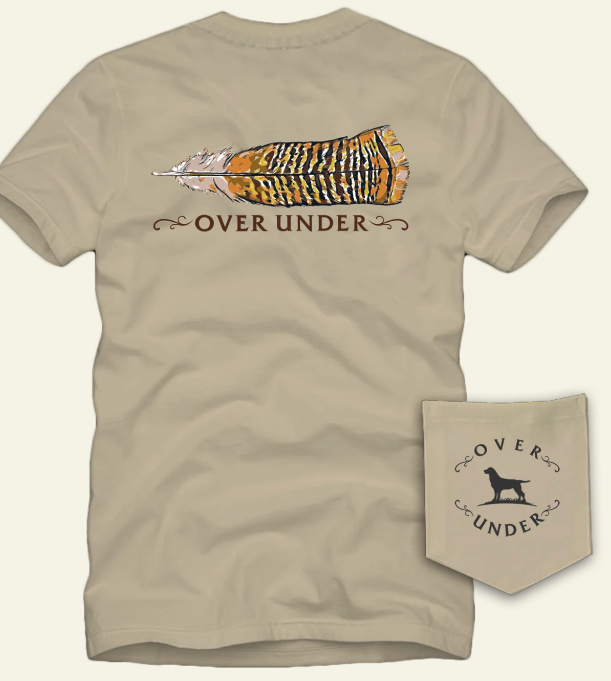 Over Under Unisex Final Feather Comfort T-shirt- Beige Back View