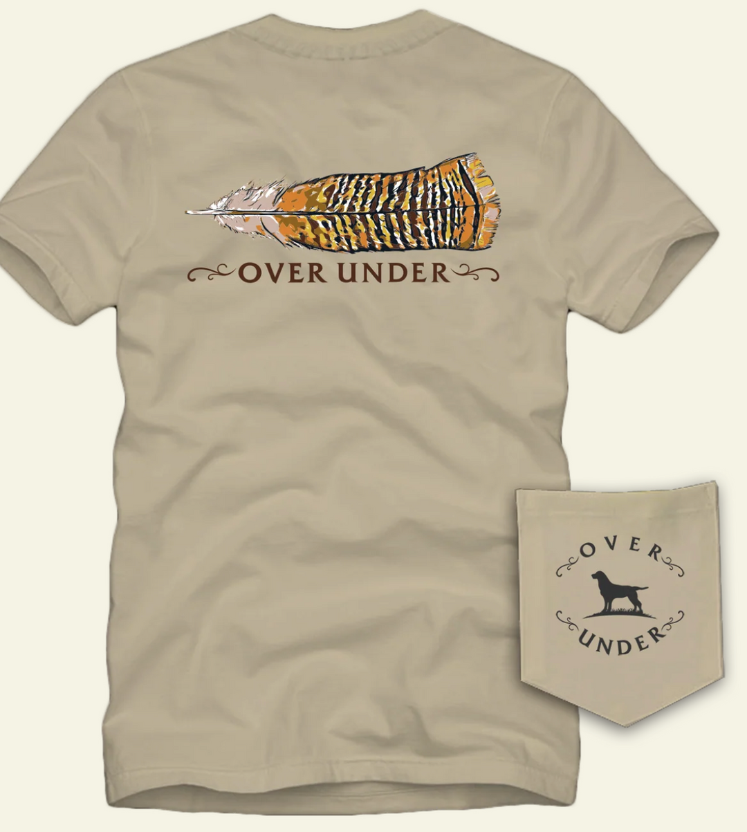 Over Under Unisex Final Feather Comfort T-shirt- Beige Back View