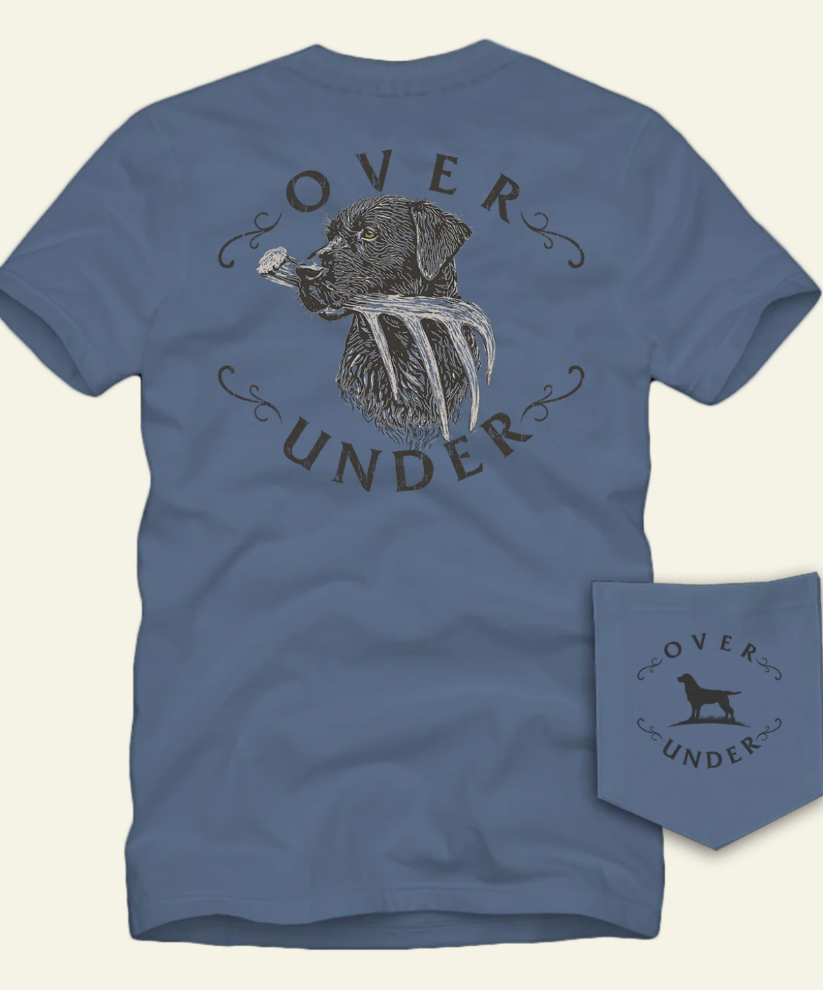 Over Under Unisex Shed Hunter Comfort T-shirt- Blue Back View