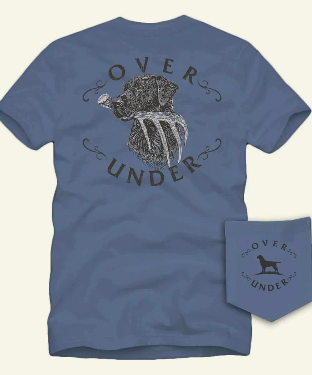 Over Under Unisex Shed Hunter Comfort T-shirt- Blue Back View