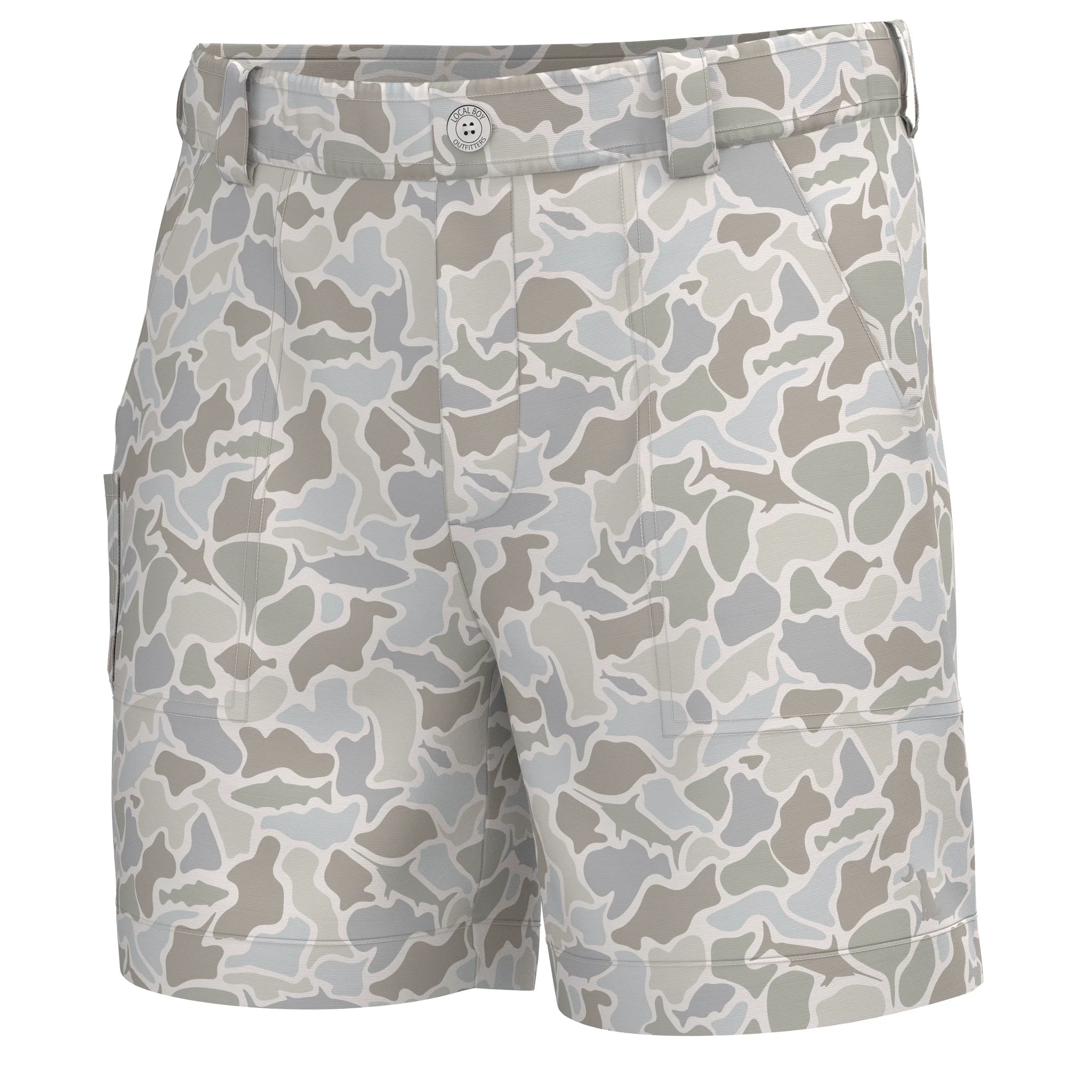 Local Boy Chum Short Fishing & Adventure Camouflage-patterned shorts for fishing & adventure or everyday wear.