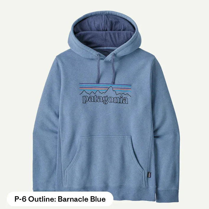 Blue hoodie with Patagonia logo on a white background