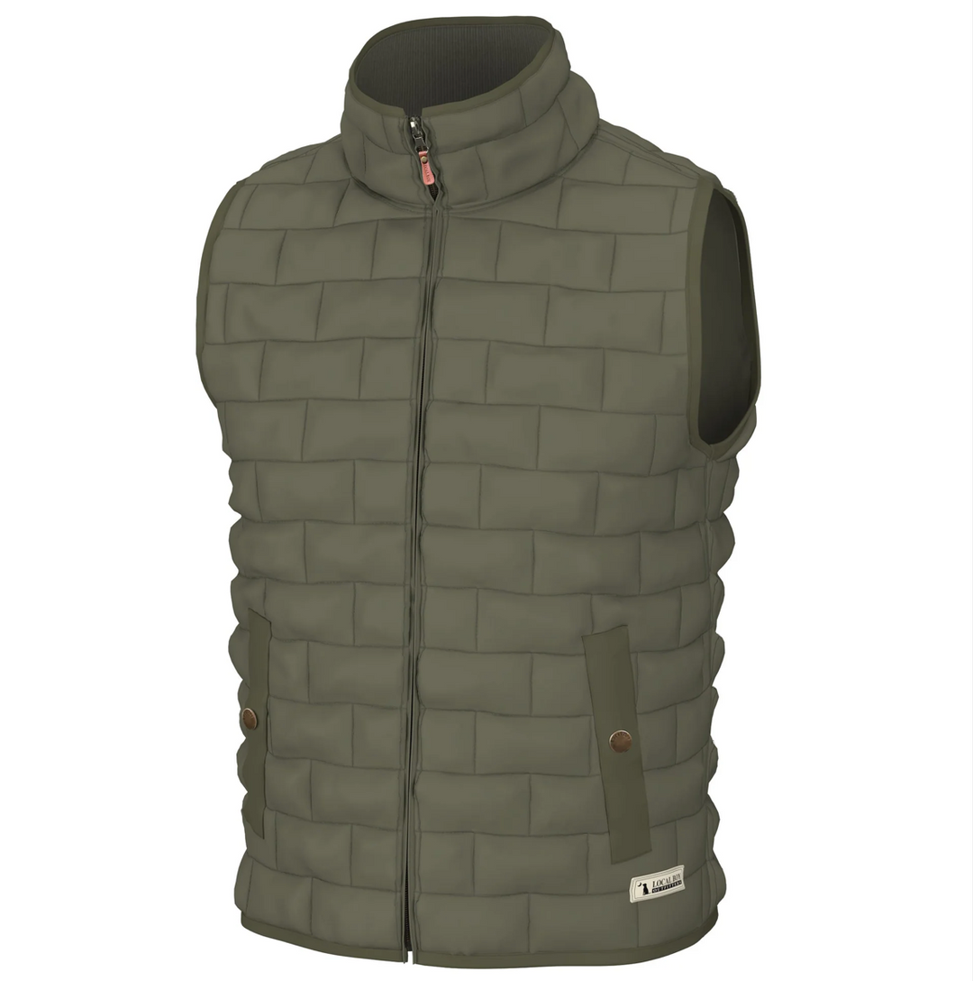 Local Boy Youth Brick Quilted Vest in brick red with zip‑front closure and quilted stitching for warmth and durability.