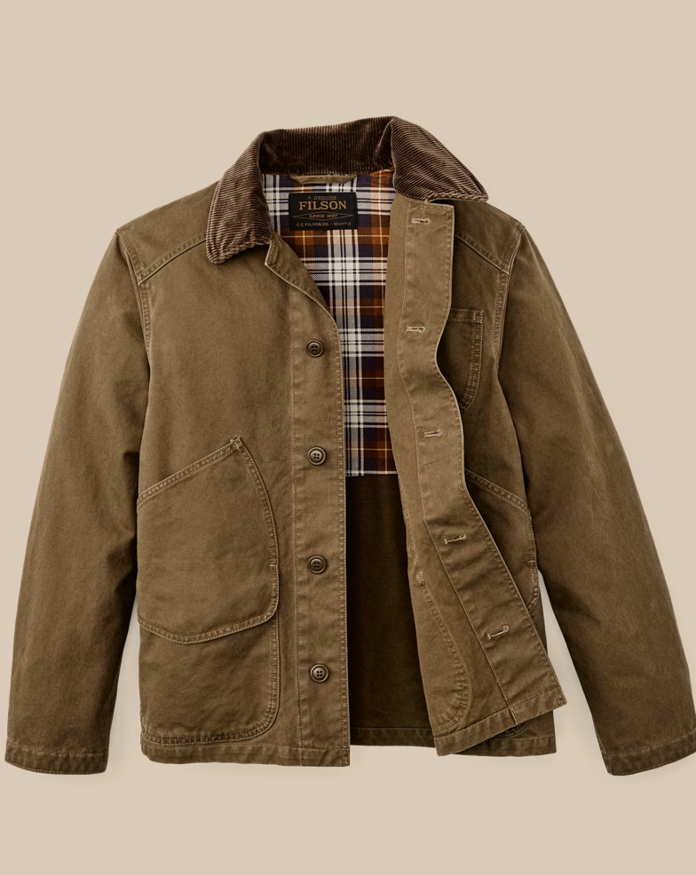  Filson Canvas Outfitter Barn Men's Jacket Coat for  outdoor wear.