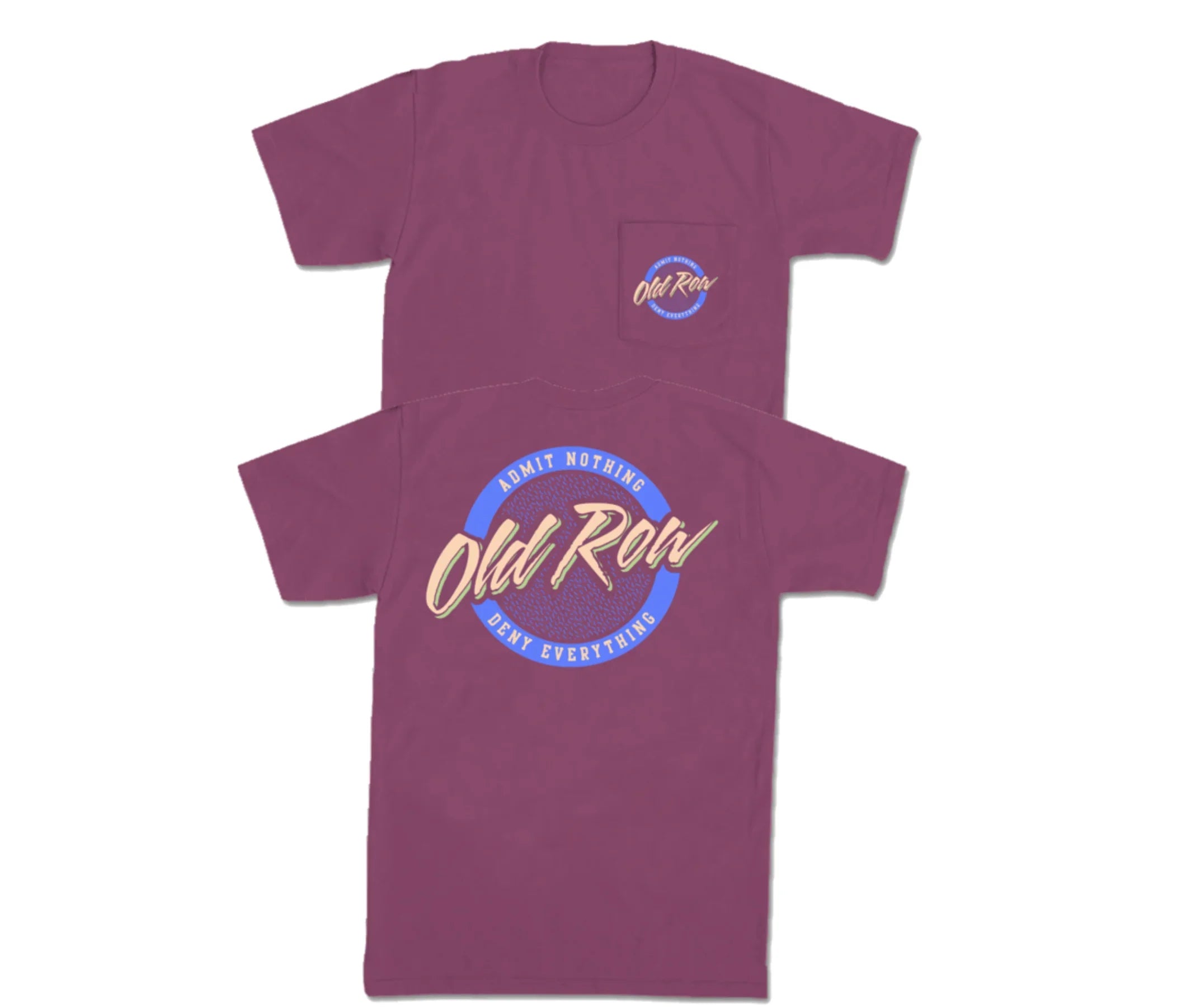 Old Row Unisex Circle Short Sleeve Pocket Crew Neck Tee- Marron