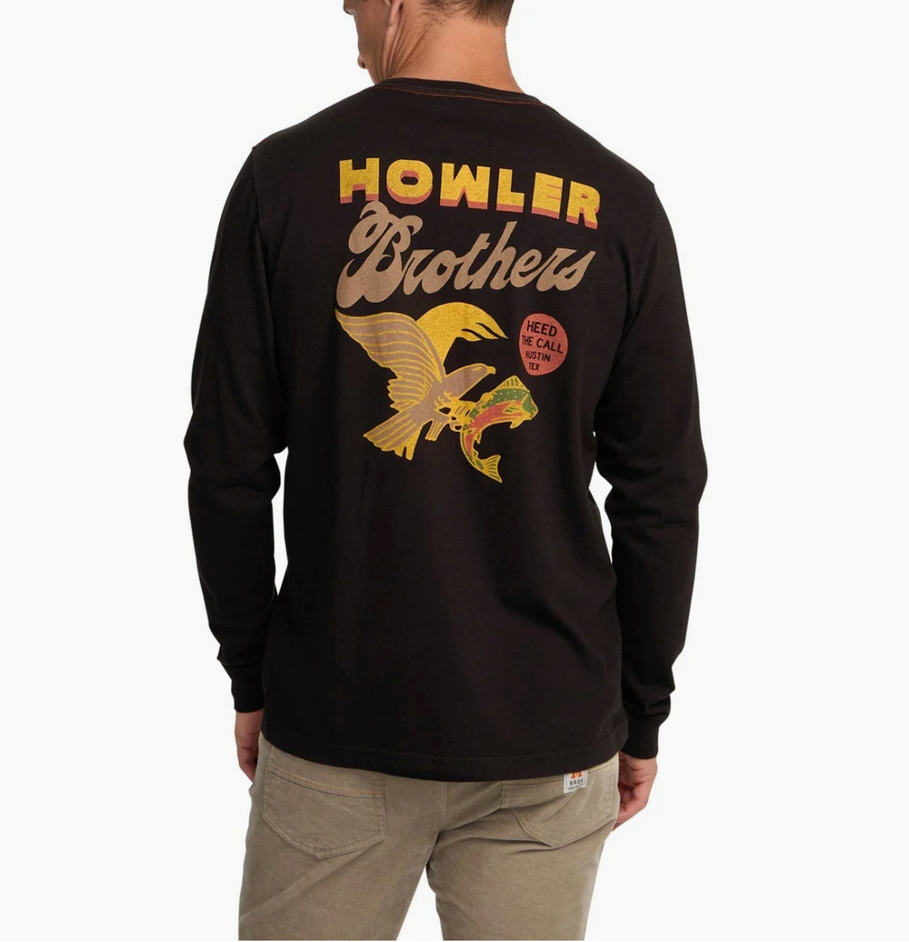 Howler Bros COTTON POCKET T-SHIRT LS OSPREY PREY : BLACK