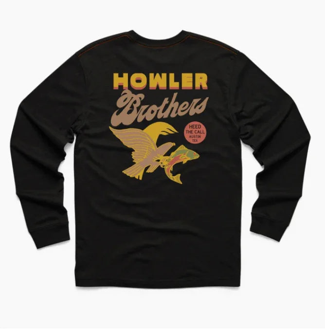 Howler Bros COTTON POCKET T-SHIRT LS OSPREY PREY : BLACK