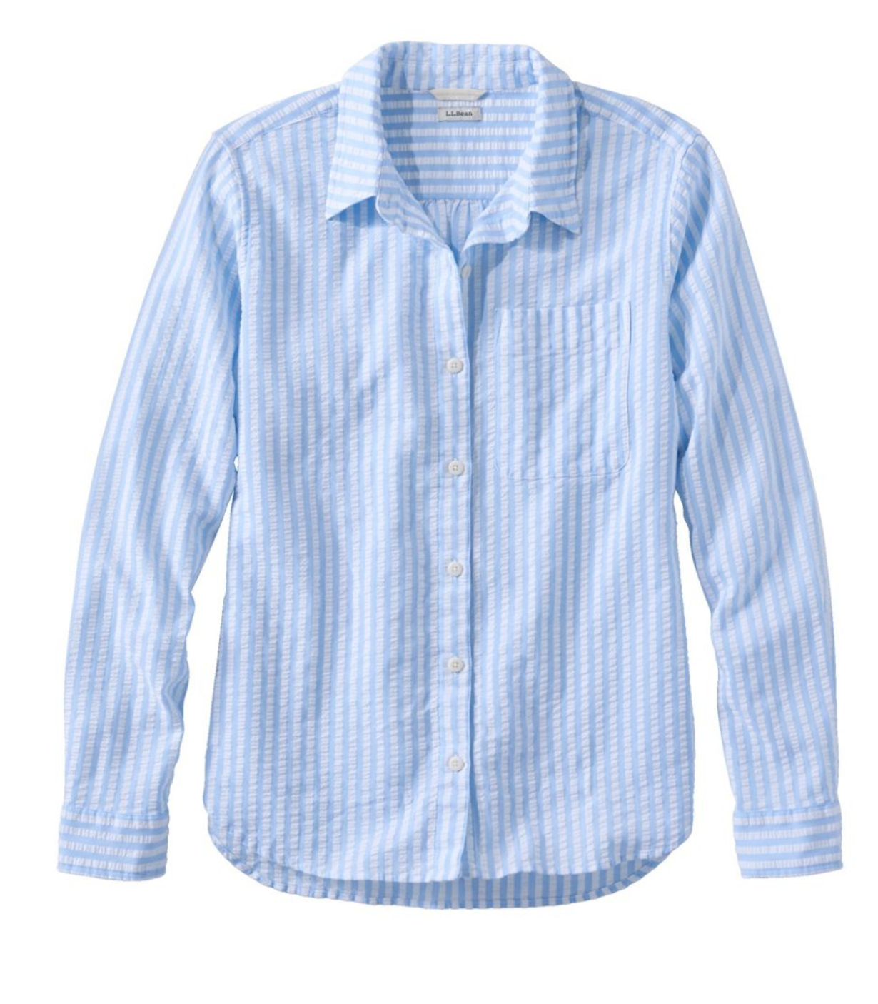 LL Bean Women's Bean's Seacoast Seersucker Big Shirt