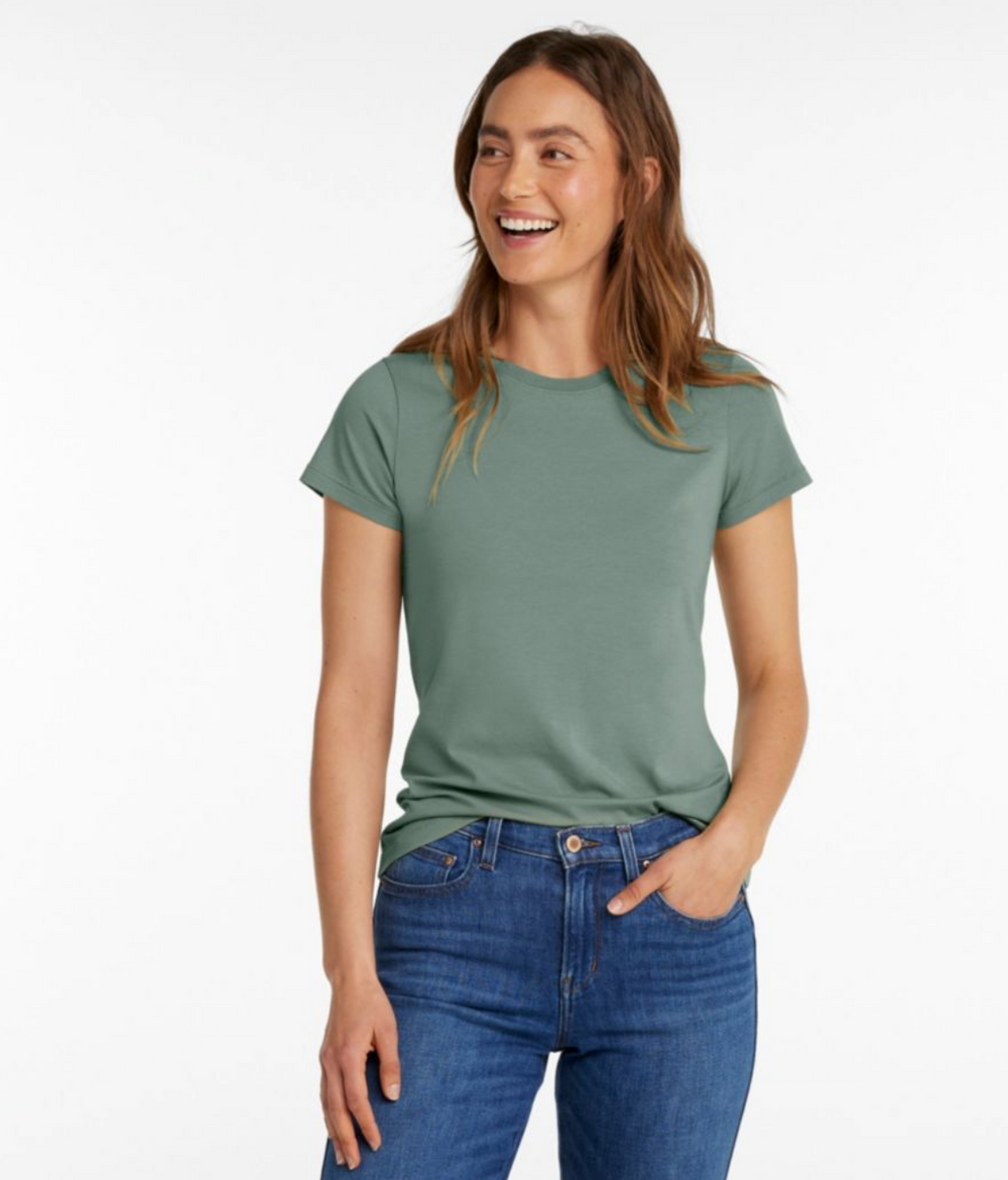 LL Bean Women's Soft Stretch Supima-Blend Tee, Crewneck Short-Sleeve
