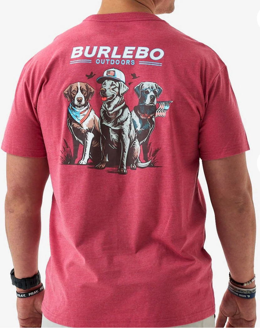 Burlebo Short Sleeve Tee - American Dogs - Heather Crimson