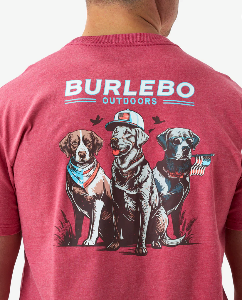 Burlebo Short Sleeve Tee - American Dogs - Heather Crimson