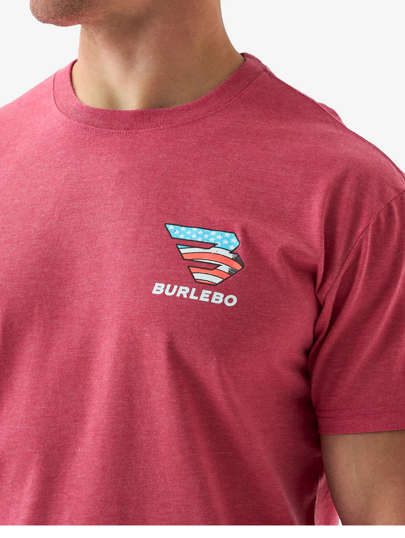 Burlebo Short Sleeve Tee - American Dogs - Heather Crimson