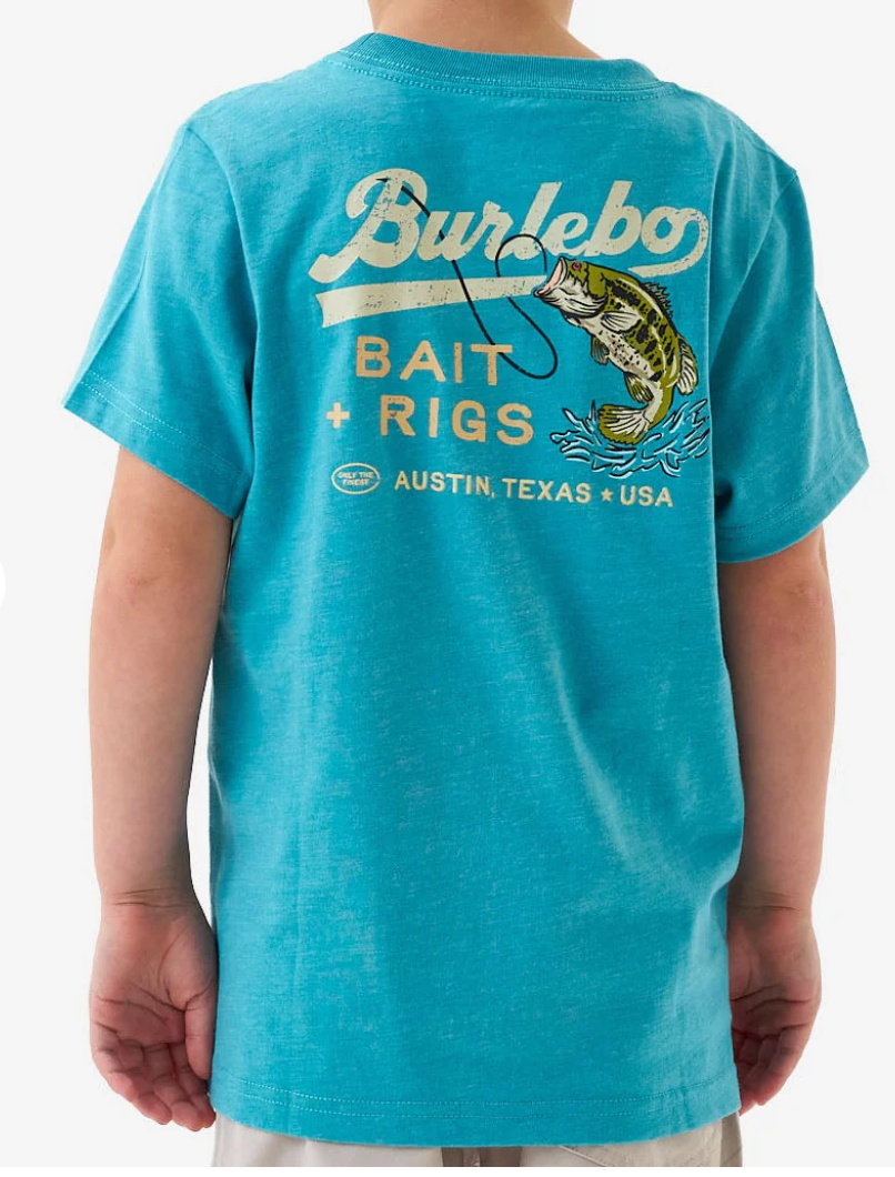 Burlebo Youth Short Sleeve Tee - Bait and Rigs - Cyan