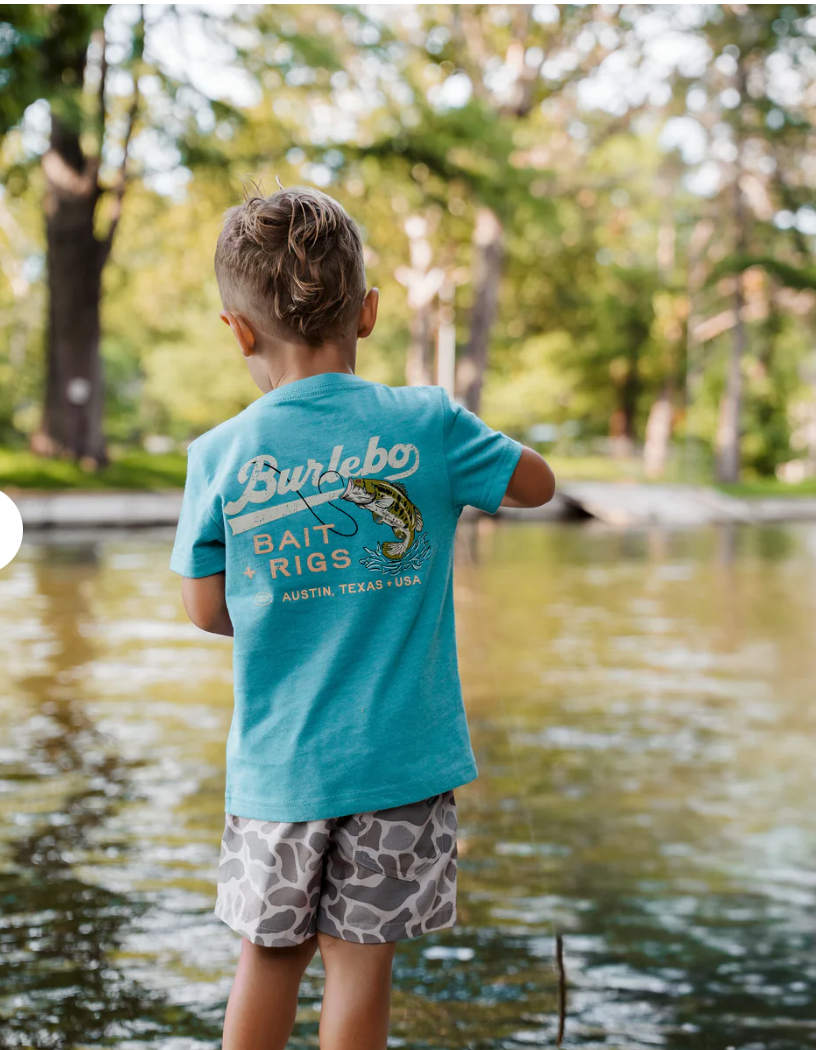 Burlebo Youth Short Sleeve Tee - Bait and Rigs - Cyan
